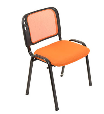Stuhl, Bürostuhl, schwarz/orange, Untergestell Metall schwarz, gepolsterter Sitz u. Rückenlehne, orange