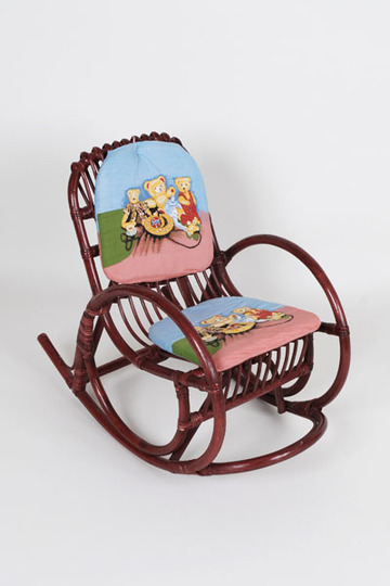 Schaukelstuhl für Kinder Bambus bordeauxrot, 40x60x58 cm