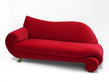 Sofa, Recamiere, JTW, roter Samt, Tatzen gold, 84/96, GAUDI, 200x75x80cm,