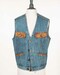Jeansweste blau m. braunen Ledertaschenpatten Outsider