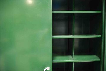 Schrank, Büroschrank, Registerschrank, Metall grün, 2 Schiebetüren