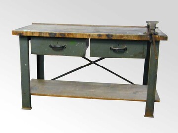 Werkbank, 2 Blechschübe, Schraubstock, Zwischenboden, 140x80 cm
