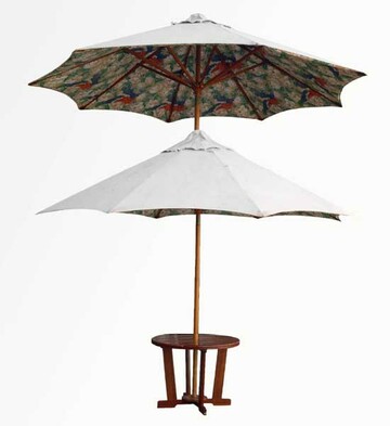 Sonnenschirm, beige, innen farbig geblümt, Holzsäule, 380cmØ, H: 260cm, für Gartentisch 08/34, OHNE Fuß (passender Schirmfuß 30/330)