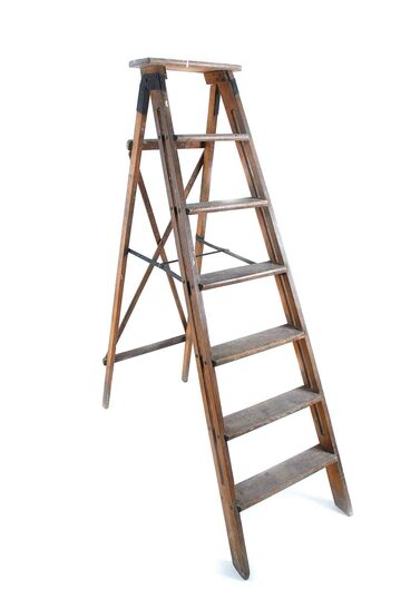 Leiter, Klappleiter, Holz, 6 Stufen, 160cm, ACHTUNG: NUR REQUISIT !NICHT ZUR BENUTZUNG GEEIGNET !!!