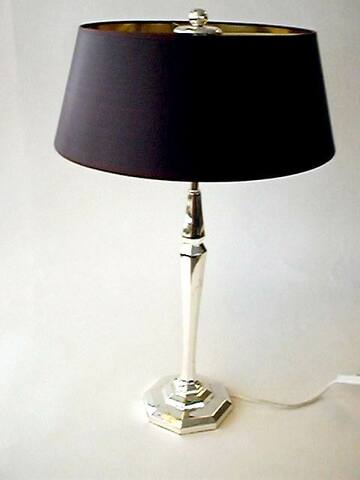 Tischlampe DENIA, Silber achteckiger Fuß, schwarzer oder creméfarbener Schirm