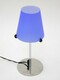Tischlampe MINIEMILIA Säule und Fuß Chrom, H.36cm, Milchglasschirm weiß und blau,Martinelli