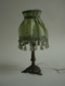 Tischlampe, Messing brüniert, geprägt, dreieckiger Fuß, 1-flg. E14