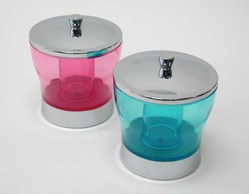 Wattedose ZIA groß türkis,pink Sockel und Deckel Chrom