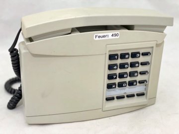 Telefon/Wandtelefon FMN B122plus, graues Gehäuse, eckige schwarze Tasten, 8x22x17cm