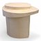 Beistelltisch, ovale Form, beige/gelb, mit Ziegenhaut bezogen, Ledernaht,  R&amp;J Augousti