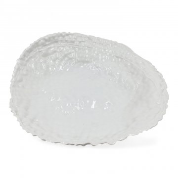 Kunstobjekt Schale (mR) FLUKTUATION - SEDIMENT, Porzellan weiß glasiert, 50x49x25 - FELICITHAS ARNDT