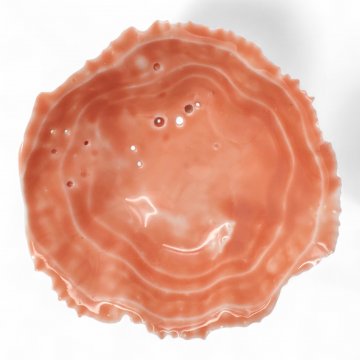 Schale PAUA SUGAR 10, Porzellan coral/ rosé glasiert, Unterseite weiß, ø11,5xH3,5 - FELICITHAS ARNDT