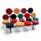 Sofa Metallgestell schwarz, Polster Alcantara versch. Farben rund, 2-er, B155xT67xH92