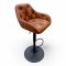 Barhocker,Kunstleder hellbraun,kapituniert, auf Tellersockel, höhenverstellbar von 63-83 cm