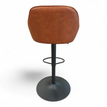 Barhocker,Kunstleder hellbraun,kapituniert, auf Tellersockel, höhenverstellbar von 63-83 cm