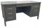 Schreibtisch amerik. grau Metall 2-seitig m. Schüben, Platte grau, 152x86cm, h 78 cm