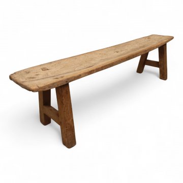 Bank, ohne Lehnen, Teak dkl.braun, rustikal, Stegverbindungen, L170