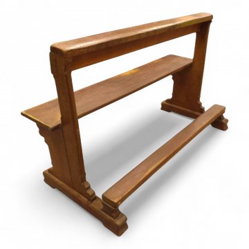 Kirchenbank, Holz dunkelbraun, schlichte Form, mit Kniebank, H/B/T 80x130x60