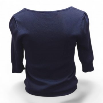Pullover dunkelblau Viskose/Polyamid, Kurzarm, großer, kastiger Ausschnitt, breite Bündchen, Hallhuber