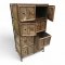 Schrank,Metall roh, grau/schwarz, Industriedesign, 4 Schubfächer, 4 Türfächer, H/B/T 135x75x49