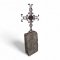 Grabstein, mit Kreuz, Sockel FB dkl.grau, H100 B40 T25, Kreuz Schmiedeeisen H80 B76, GH180