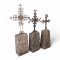 Grabstein, mit Kreuz, Sockel FB dkl.grau, H100 B40 T25, Kreuz Schmiedeeisen H80 B76, GH180