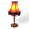 Tischlampe, Messing 4-eckiger Fuß, runde Säule, Fassung mit Tropfschale, 1 flg. E14 max. 40W, H18 B9