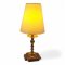 Tischlampe, Messing 4-eckiger Fuß, runde Säule, Fassung mit Tropfschale, 1 flg. E14 max. 40W, H18 B9