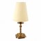 Tischlampe, Messing 4-eckiger Fuß, runde Säule, Fassung mit Tropfschale, 1 flg. E14 max. 40W, H18 B9