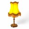 Tischlampe, Messing 4-eckiger Fuß, runde Säule, Fassung mit Tropfschale, 1 flg. E14 max. 40W, H18 B9