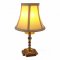 Tischlampe, Messing 4-eckiger Fuß, runde Säule, Fassung mit Tropfschale, 1 flg. E14 max. 40W, H18 B9
