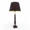 Tischlampe, Holz schwarz, Säule mit goldenen Lorbeeren verziert, Sockel viereckig, gestuft, 1 flg. E27 max.60W, H63