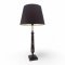 Tischlampe, Holz schwarz, Säule mit goldenen Lorbeeren verziert, Sockel viereckig, gestuft, 1 flg. E27 max.60W, H63