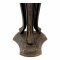 Tischlampe, Bronzefuß, 3 Säulen figürlich verziert, Lampenschirm Opalglas ø25, Tulpenform, 1 flg. E27 max.100W, H45