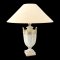 Tischlampe GINORI, Porzellan, Pokalform, weiß, goldene Verzierung  viereckiger Sockel 8x8, 1 flg. E27, max. 60 Watt, H34 Ø13
