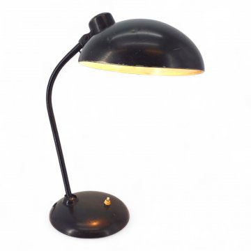 Schreibtischlampe, Metall schwarz, zwei Gelenke, Tischfuß Ø20, Schirm Ø24, Druckknopfschalter, 1 flg. E27 max.100W, H40, (Kaiserlampe)