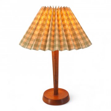 Tischlampe, Mahagoni, konische Säule, Tellerfuß Ø14, Textilkabel, 1 flg. E27 max. 60W, H34