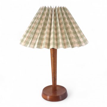 Tischlampe, Mahagoni, konische Säule, Tellerfuß Ø14, Textilkabel, 1 flg. E27 max. 60W, H34