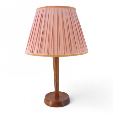 Tischlampe, Mahagoni, konische Säule, Tellerfuß Ø14, Textilkabel, 1 flg. E27 max. 60W, H34