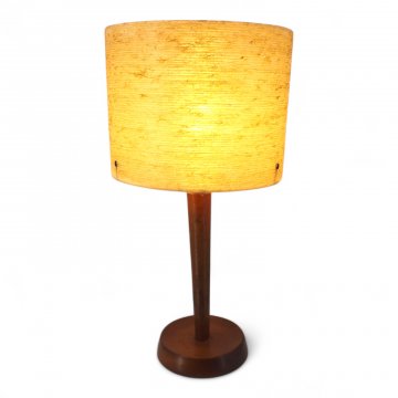 Tischlampe, Mahagoni, konische Säule, Tellerfuß Ø14, Textilkabel, 1 flg. E27 max. 60W, H34