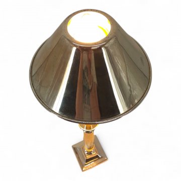 Tischlampe MARKUS NORA, kannelierte Säule Metall, silber, viereckiger Fuß 8x8, silberner Schirm, Metall Ø17,5, 1 flg. E14 max.60W, H50