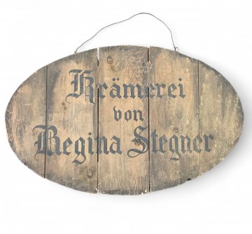 Schild Holz oval 74x47 Krämerei von Regina Stegner