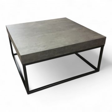 Couchtisch ELLIS, Platte Betonoptik, Rahmengestell Metall schwarz, B75xH38xT75