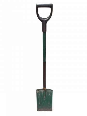 Spaten PHIL GREEN, Metall grün/schwarz, Dreieckgriff schwarz, L=115cm, Gebrauchspuren