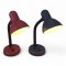 Tischlampe, Schwanenhals, runder Kopf, Metall Ø12,5, 1x blau, 1x bordeaux, 1 flg. E27, max. 40W, H30