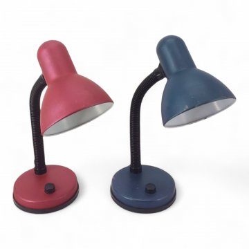 Tischlampe, Schwanenhals, runder Kopf, Metall Ø12,5, 1x blau, 1x bordeaux, 1 flg. E27, max. 40W, H30