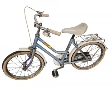 Kinderfahrrad ANKER, DDR, grau Metallic, m. weißem Sattel/Gepäckträger, 24 Zoll, 108 cm lang, Sattelhöhe 55 cm
