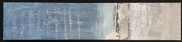 Bild auf Leinwand, abstrakt, Mischtechnik, blau/grau/schwarz/blattsilber, Farbe an einer Stelle abgeblättert