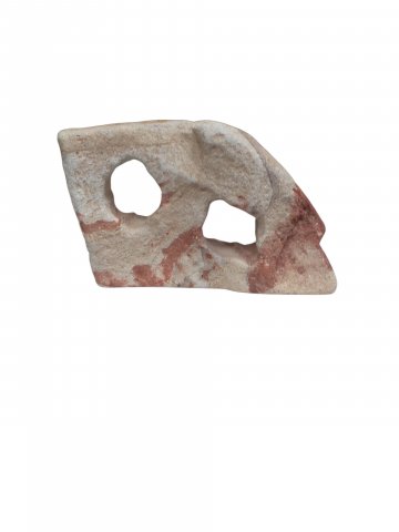 Stein HOLE 2, Sandstein, beige, braune Linien,2x Loch, Dekostein, T 5cm, B 20cm, H 15cm