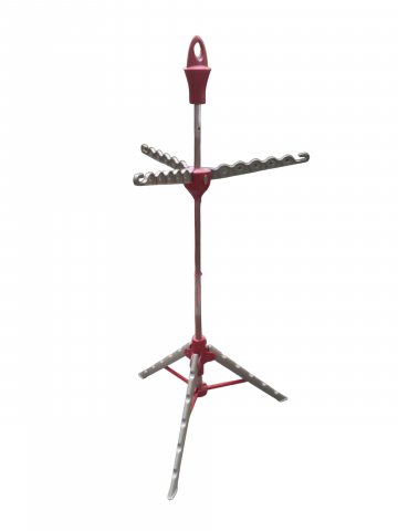 Wäschespinne, rot, grün,alu, 3 armig,mit Fuss, H 145 cm,B 70 cm,höhenverstellbar,klappbar